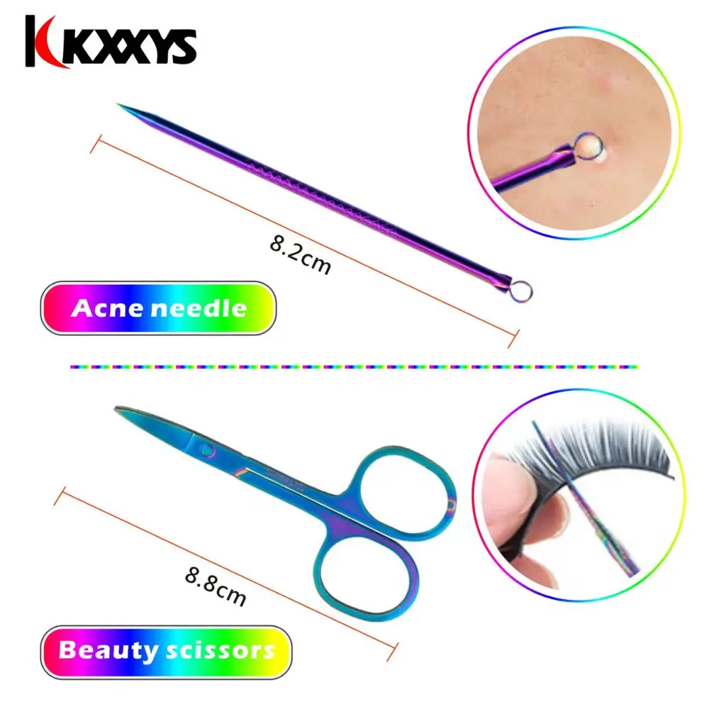 8-delige regenboog manicureset - roestvrijstalen nagelknipper, pincet pedicure gereedschap, draagbare reisset voor thuiscadeau