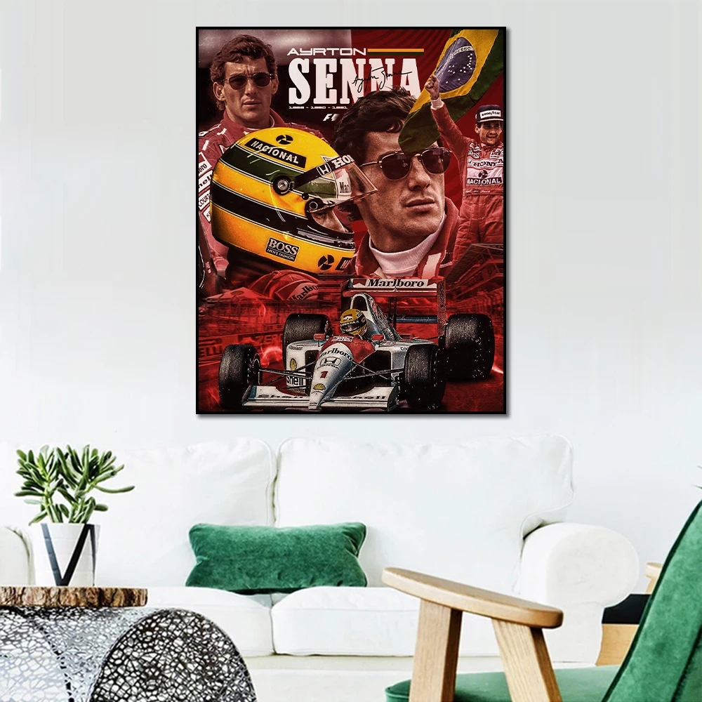 F1 Ayrton Senna Poster Formula 1 Legend Racing Car Grand Prix Poster Canvas Painting Wall Art Print Home Decor For Living Room