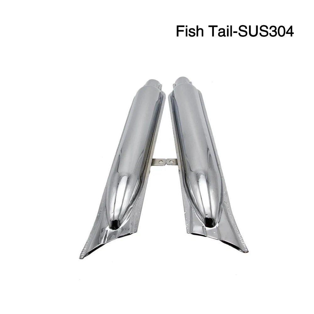 Alconstar- 24HP/32HP CJ-K750 M72 K750 Stainless Steel Fish Tail Mufflers Motorcycle Exhaust Pipe For BMW  R12 R51 R71 URAL Dnepr