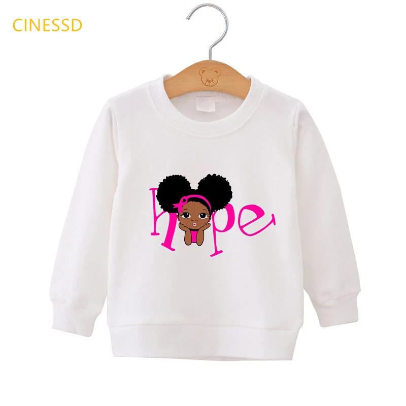 

hope little black girl hoodie cute afro american melanin princess design baby kids teen children winter thick sweatshirts jumper