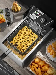 Friteuse électrique industrielle en acier inoxydable pour frites, 10l, 2500W, usage unique, commerciale