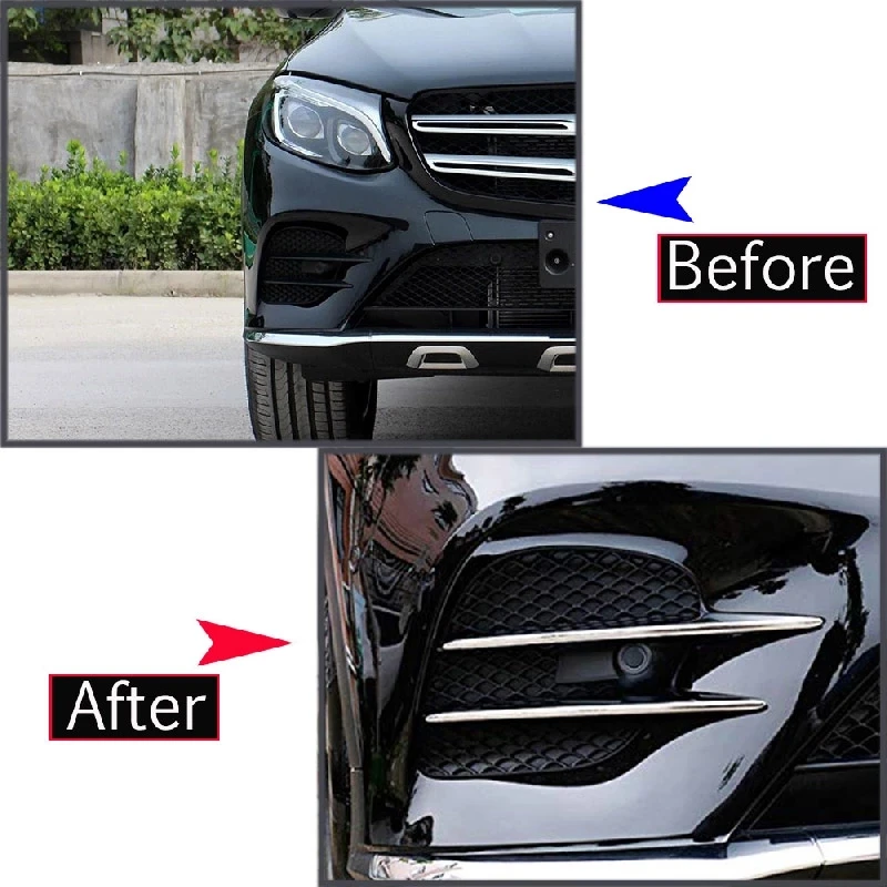 Carbon Fiber For Mercedes Benz GLC Class X253 2017 2018 Car ABS Chrome Air intake grille Strips Trim Accessories 4Pcs