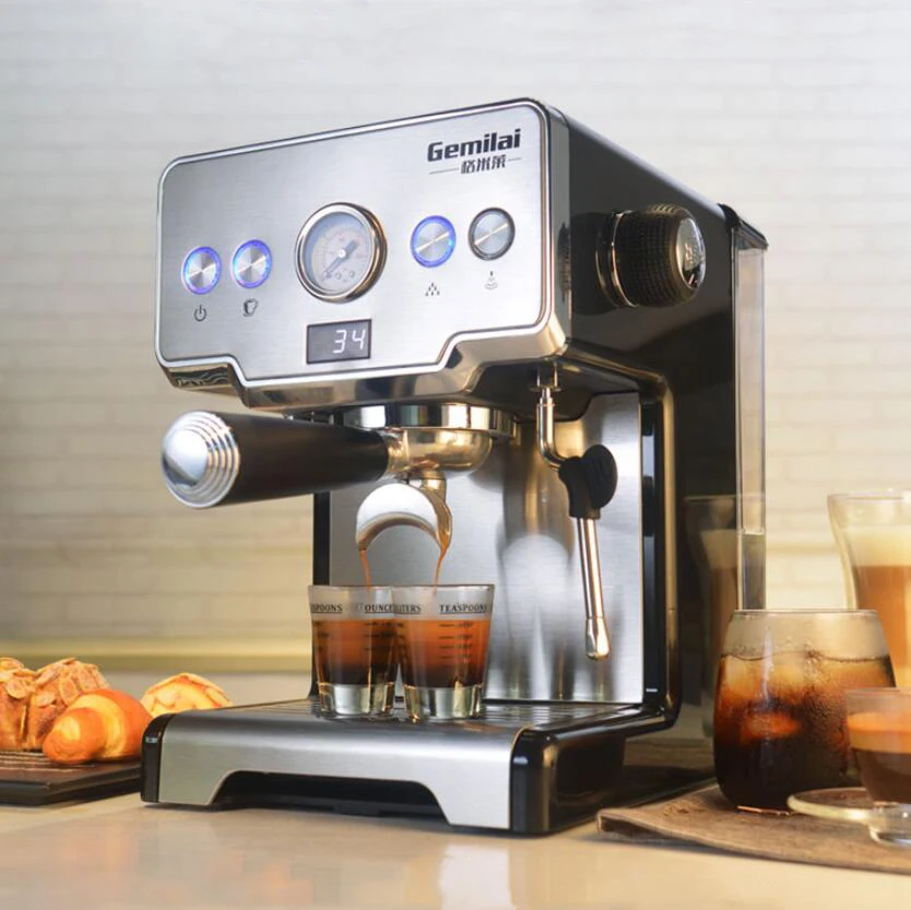 15 Bar Italian Coffee Machine Stainless Steel Steam Semi-automatic Milk Bubble Espresso Coffee Maker Commercial CRM3605