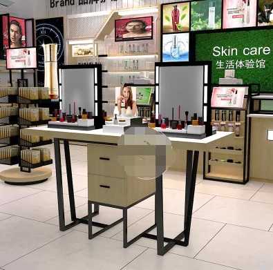 

Cosmetics double-sided experience table display table shop island cabinet skin care and make-up experience table beauty salon sh