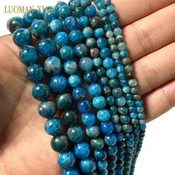 Wholesale AA 100% Natural Blue Apatite Loose Round Stone Beads For Jewelry Making DIY Bracelet Necklace 4/ 6/8/10MM