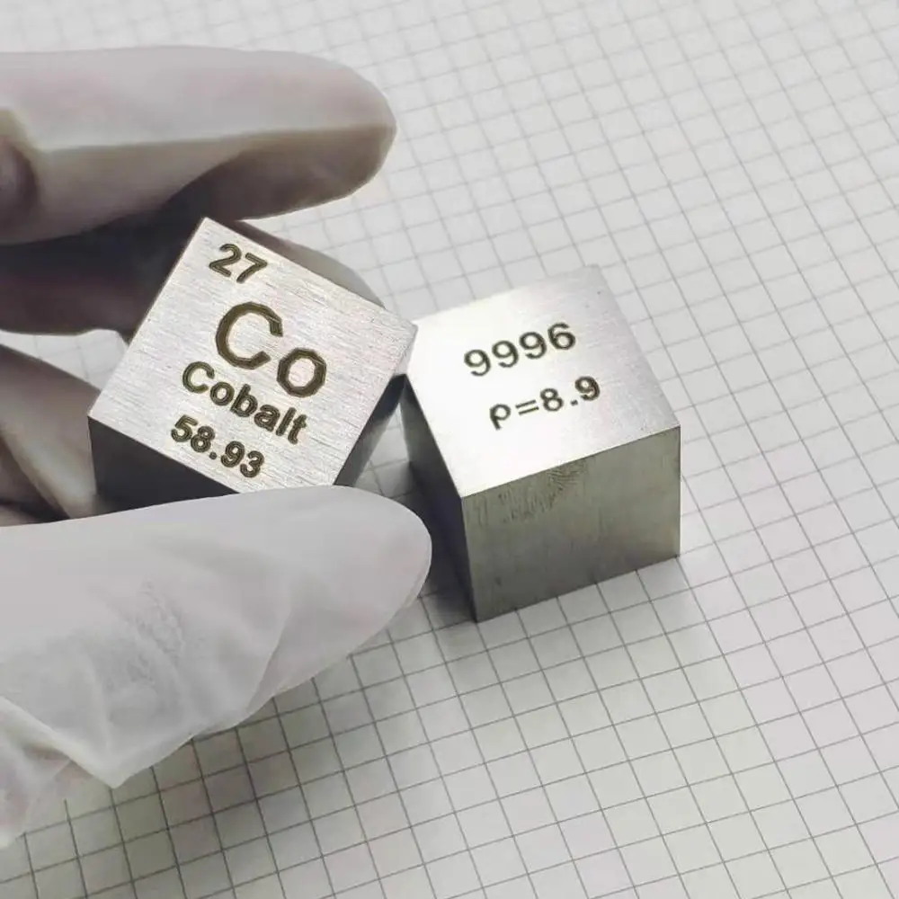 Cobalt metal in the periodic table- Cube Side length is one inch (25.4mm) and weight is about 146.5g 99.96%