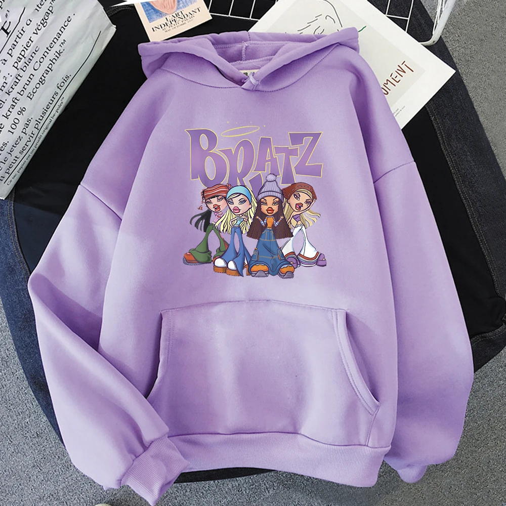 Bratz Hoodie Women\'s Sweatshirt Casual Pullover Thick bratz Clothes Men Sudadera Japanese Streetwear Purple Long Sleeve y2k Tops