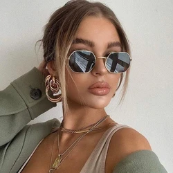 Fashion Small Frame Square Sunglasses Woman Brand Designer Metal Mirror Sun Glasses Female Ocean Lens Oculos De Sol Feminino