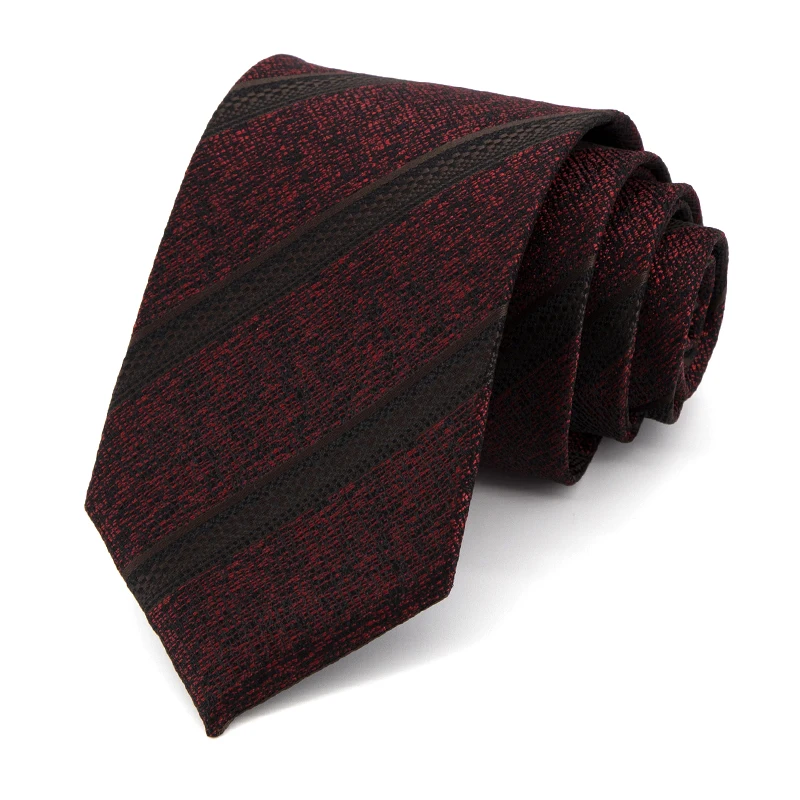 

Maroon Striped Ties for Men 8 CM Wide Dresses Necktie High Quality Fashion Formal Work Cravat Male Gift With Box