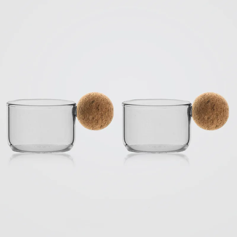 Heat-Resistant Glass Cup Set with Ball Handle, Handmade Beer Mug, Tea Cups, Drinkware for Home Decor, 2PCs, Price