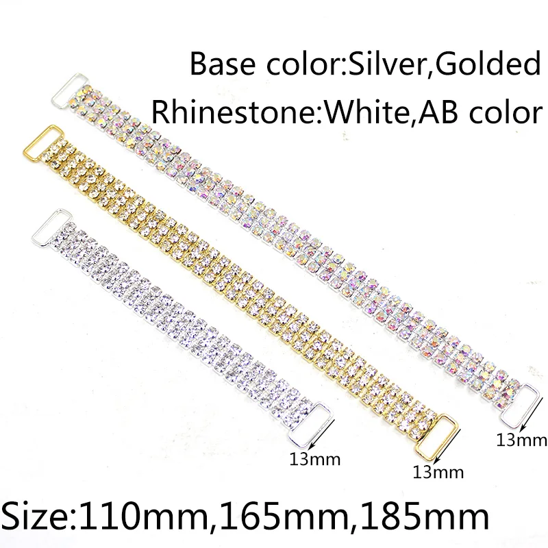 100% nuovo 18*105mm 4 file strass catena Bikini connettori anelli bukuna decorazione abbigliamento per le donne 2 pz/lotto