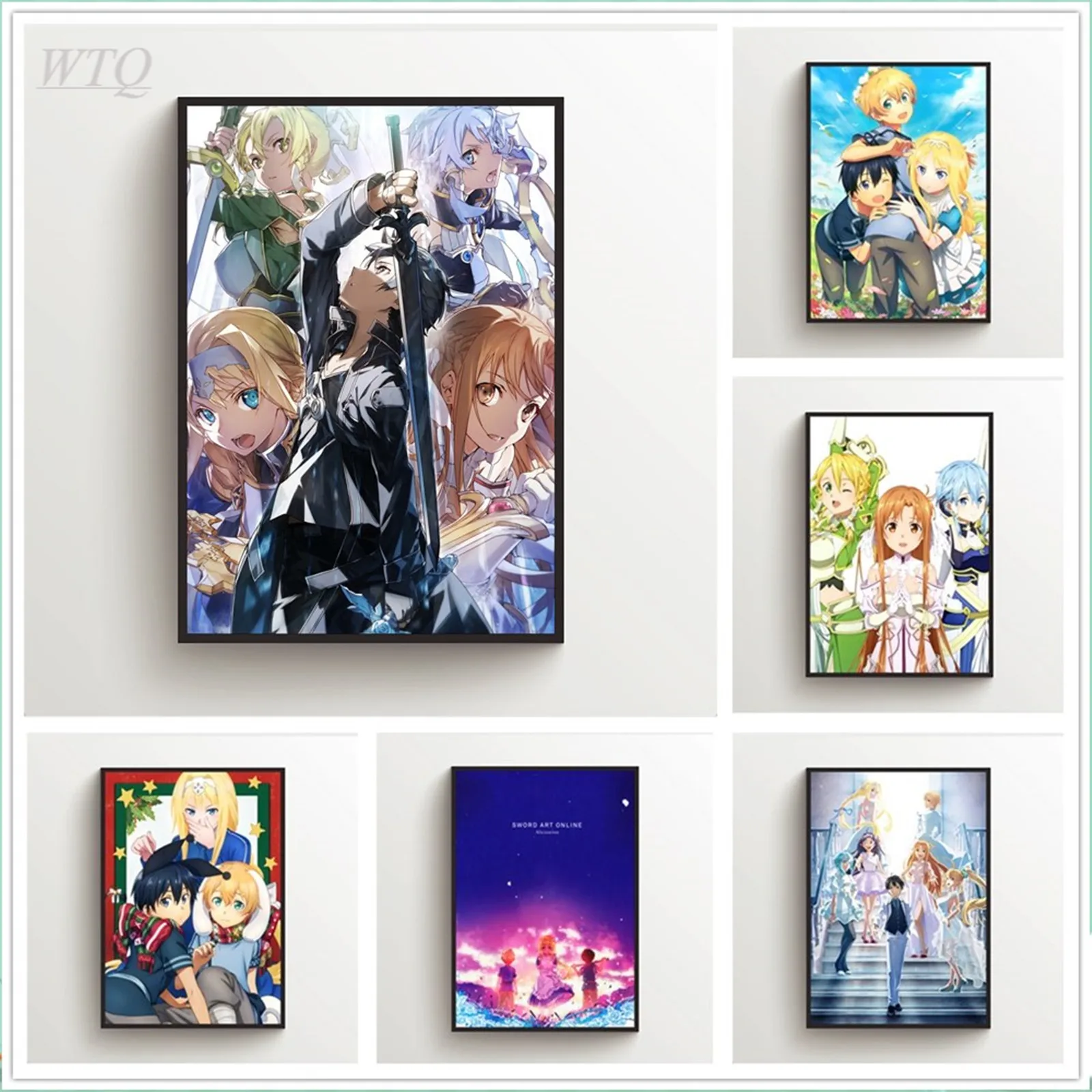 Sword Art Online Kirito Asuna Anime Posters Wall Poster Canvas Painting Wall Decor Posters Wall Art Picture Home Decoration