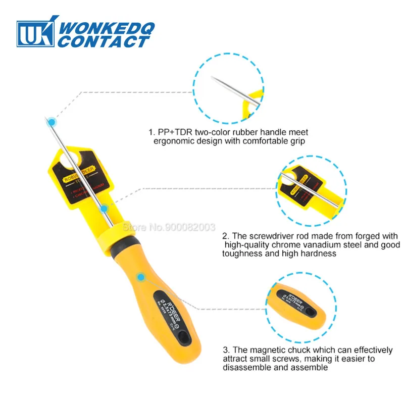 Screw Driver WKT 5*100/2.5*75 Din Rail Terminal Block Tool Wire Electric Connector Magnetic Chuck Mannal Mini Slot Screwdriver