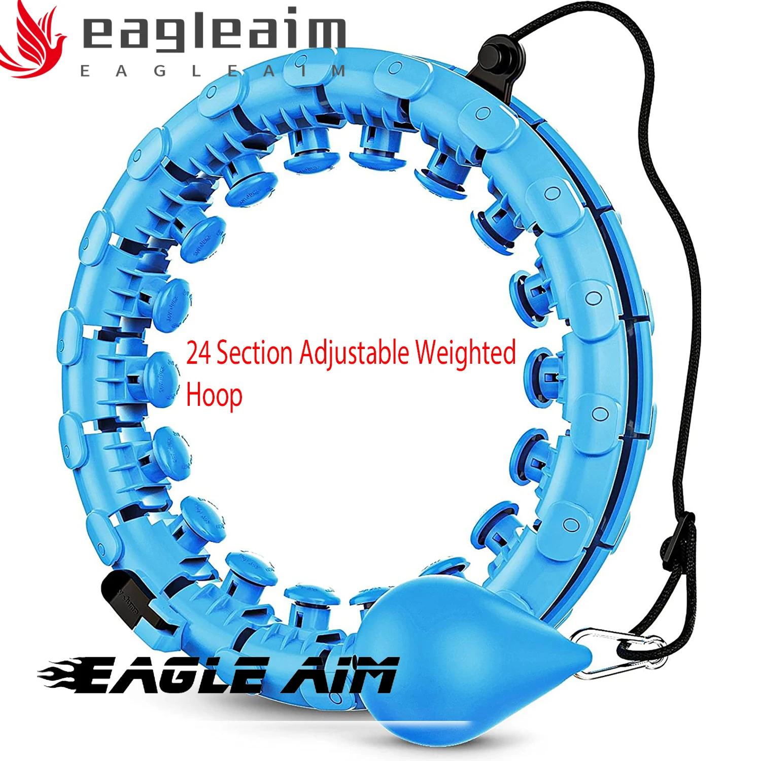 24 Section Adjustable Weighted Hoop, 24 Detachable Knots Adjustablehop Adult, Workout Equipment Hoop Weighted for Adults Waited