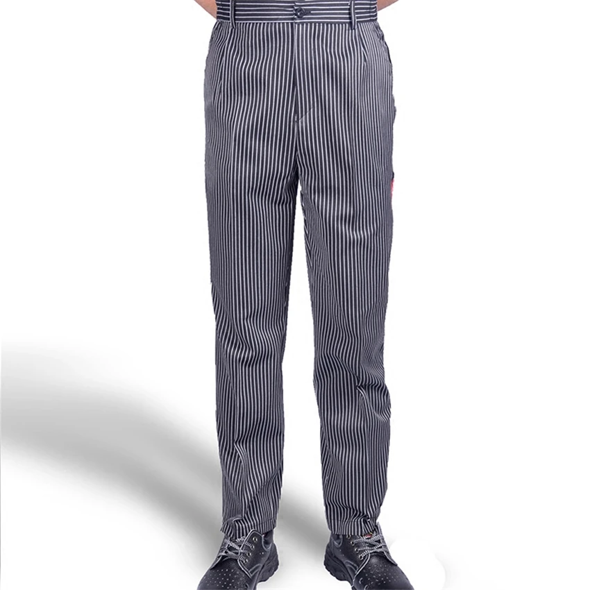 Männer Lose Chef Hose Lebensmittel Service Arbeiten Tragen Streifen Küche Restaurant Uniform Kochen Hose für Mann Chef Böden Maxi m-4XL