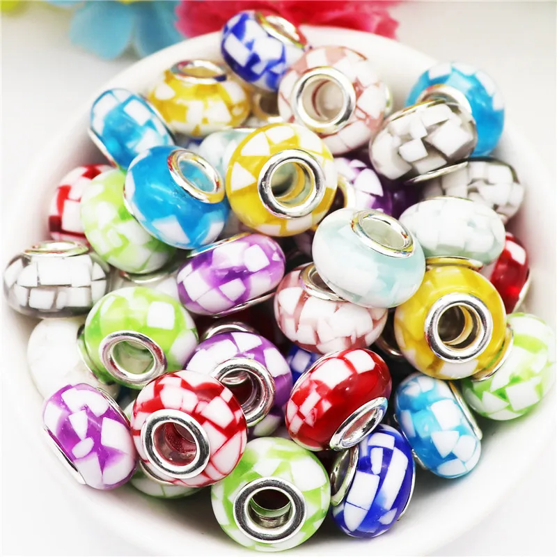10Pcs Lot Wholesale Big Hole Resin Spacer Beads Fit Bracelet Charms Women Men DIY Keychains Curtains for Jewelry Making