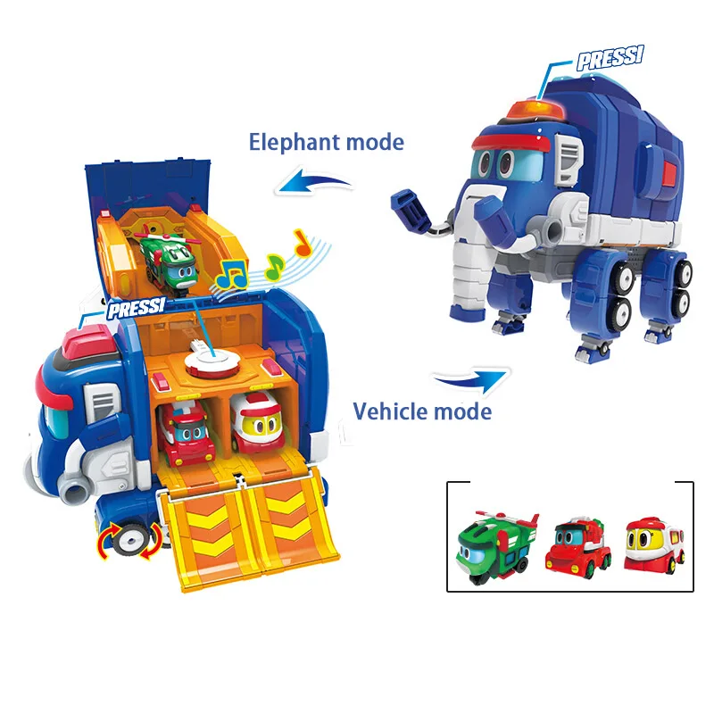 New Transformation Toy Gogo Dino Transformed Elephant Rescue Base With Sound Transformation Elephant Rescue Car Kid Children Toy