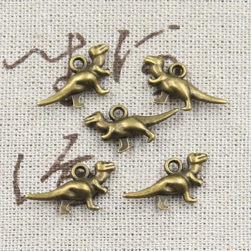 25pcs Charms Dinosaur t-rex 20x12mm Antique Bronze Silver Color Plated Pendants Making DIY Handmade Tibetan Jewelry