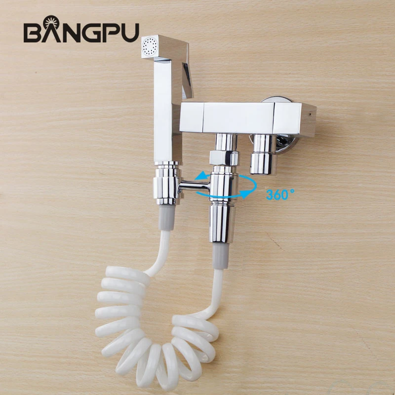 

BANGPU Brass Bathroom Bidet Sprayer Set Handheld Bidet Faucet Wall Mounted Bidet Shower Sprayer Rotatable Bidet Sprayer Chrome