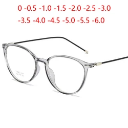 Transparent Gray Oval Nearsighted Glasses Ultralight TR90 Steel Wire Leg Prescription Eyeglasses Diopter 0 -0.5 -1.0 To -6.0