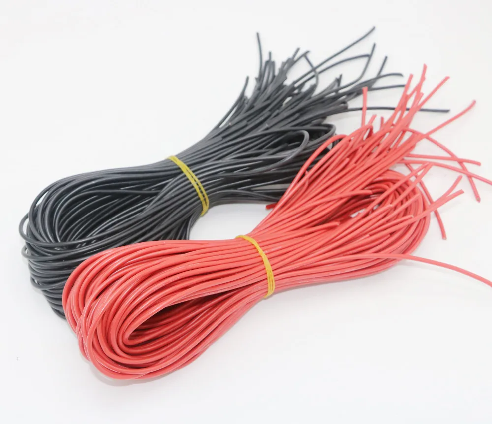 10meter/lot high Quality wire silicone wire 10 12 14 16 18 20 22 24 26 AWG (5m red and 5m black) color