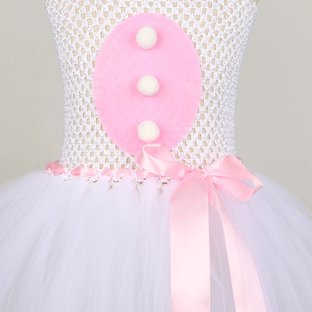 Vestido tutú de conejito de Pascua con flores para niñas, disfraz de conejo de Halloween para niños pequeños, vestidos de Cosplay de animales, traje