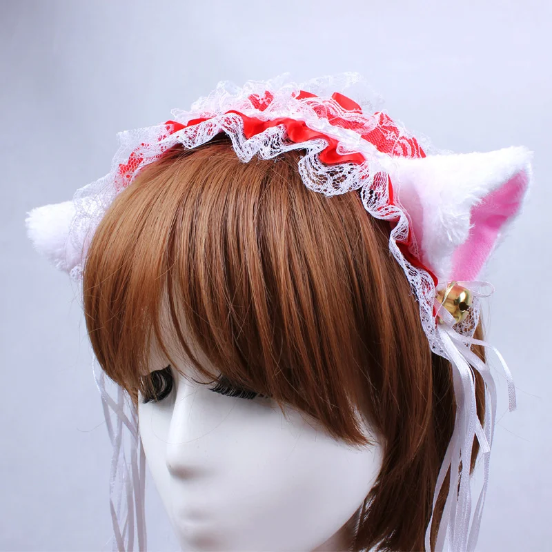 Japanse Meisje Kant Bel Kat Oor Hoop Lolita Meid Hoofdband Leuke Hoofdtooi Bandana Anime Cosplay Lolita Haaraccessoires