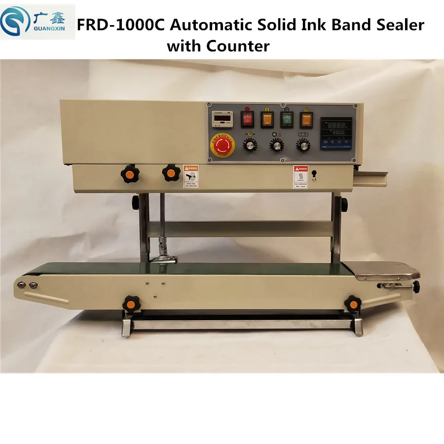 

FRD-1000C Solid-ink coding band sealer with counter,automatic plastic film sealing machine for food bags and aluminum bags