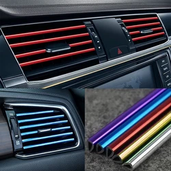 10 Pcs 20cm Car Air Conditioner Vent Outlet Trim Strips U Shape Chrome PVC Colorful Shiny Car Trim Strips for Car Decoration