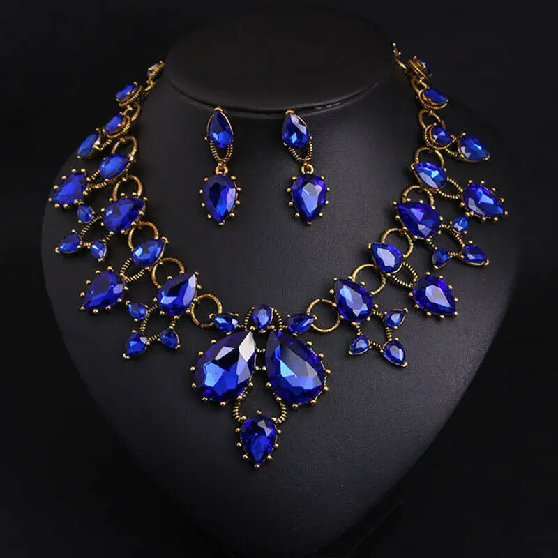 Luxury Statement Crystal Jewelry Sets Necklace Earring for Women Dinner Accessories Trendy Bride Wedding Banquet Gift Wholesale