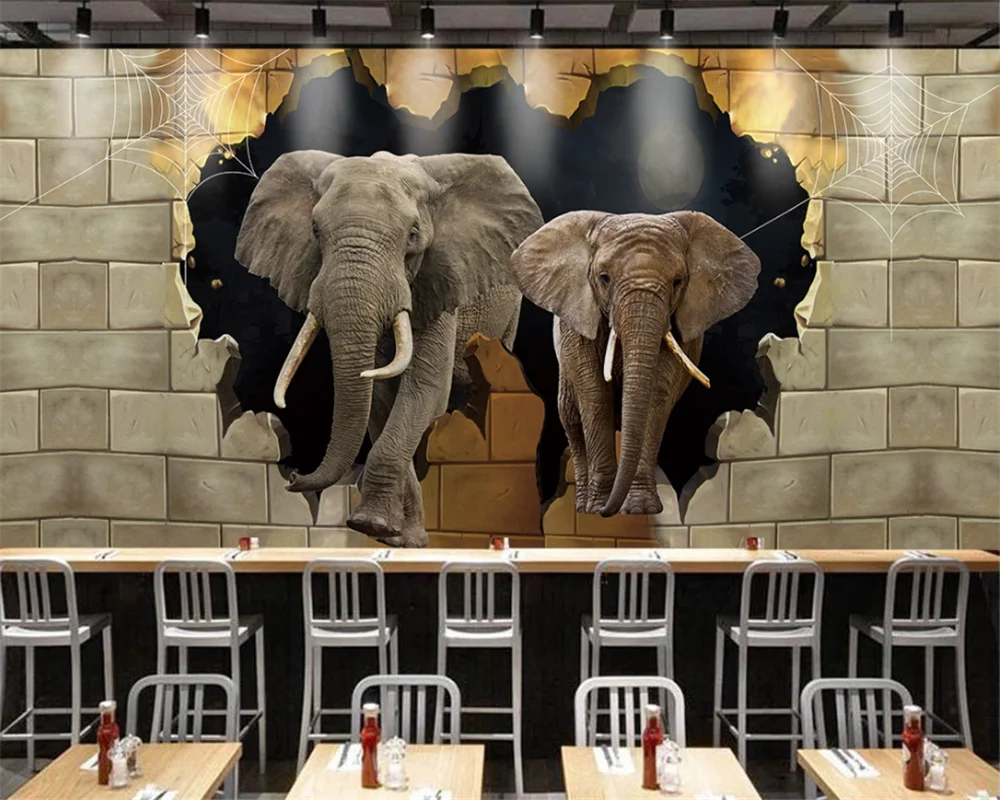 beibehang Customized modern personality fashion stereo wallpaper elephant broken papel de parede decoration painting background