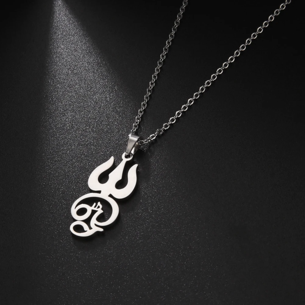 Dawapara Indien Tamil Om Symbol mit Dreizack Anhänger Edelstahl Halskette Om Shiva Symbol Yoga Vintage Talisman Schmuck – Detail 10