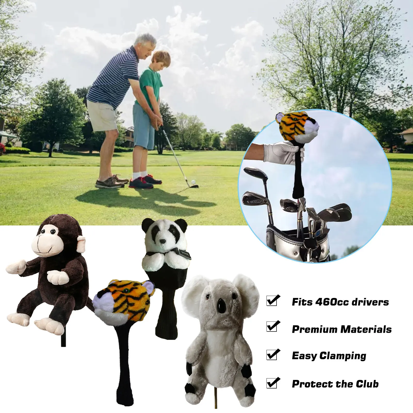 Novelty Animal Golf Club Head Cover Headcover Protector for 460 CC/No.1 Wood Driver  Golf Club Cover Mascot