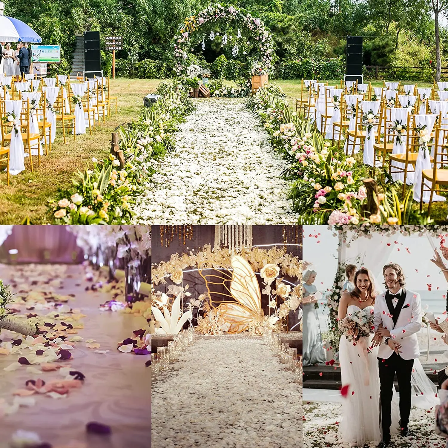 1000pcs 5*5CM Artificial Fake Rose Petals For Romantic Night Wedding Event Party Decoration Color Gold Red White Wedding Flower