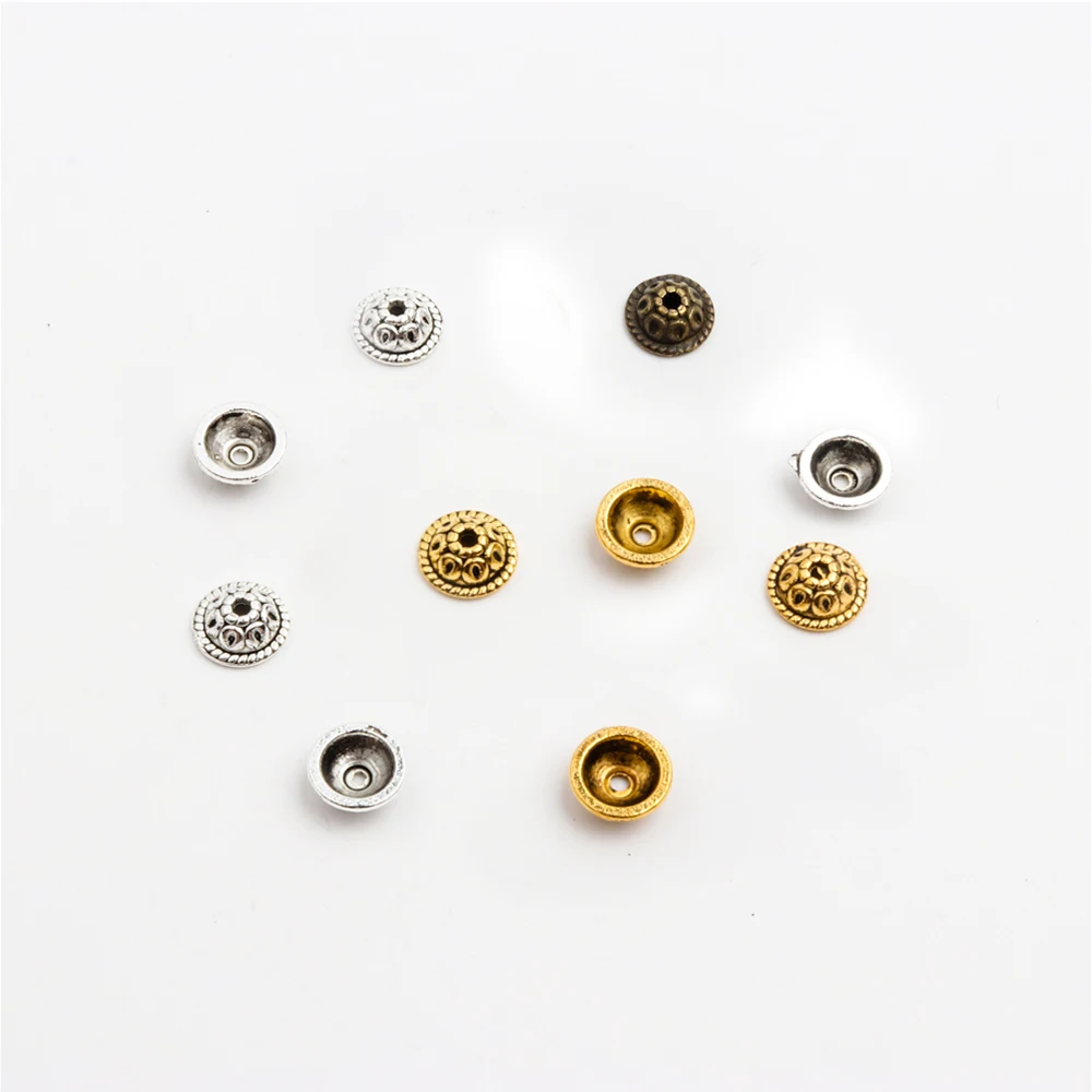 50 Stück Antik Gold Silber Bronze Mix Halbkreis mit Löchern Form Metall Spacer Perlen Kappe für Schmuckherstellung Armband Armband – Detail 11