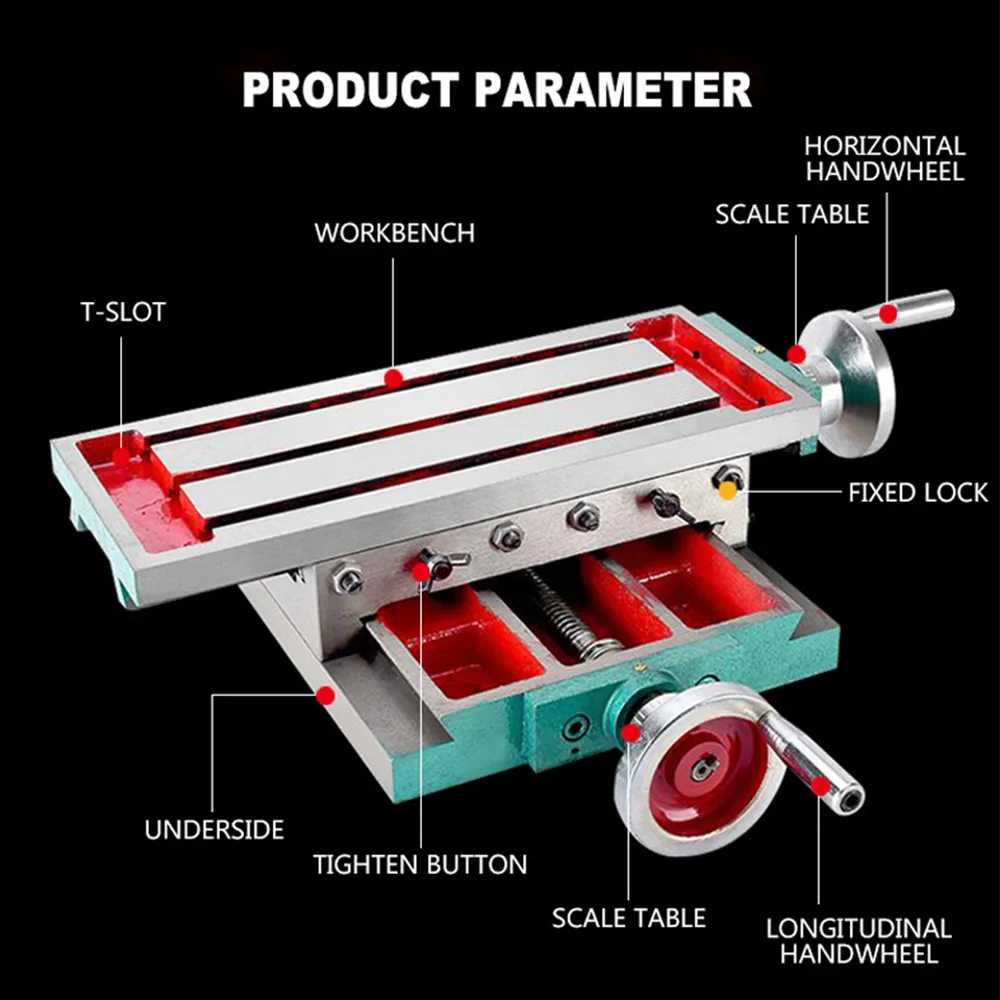 Cross Workbench Milling Machine Sliding Table Vertical Multifunction 450×170 Industrial Grade with Ruler One-hand wheel