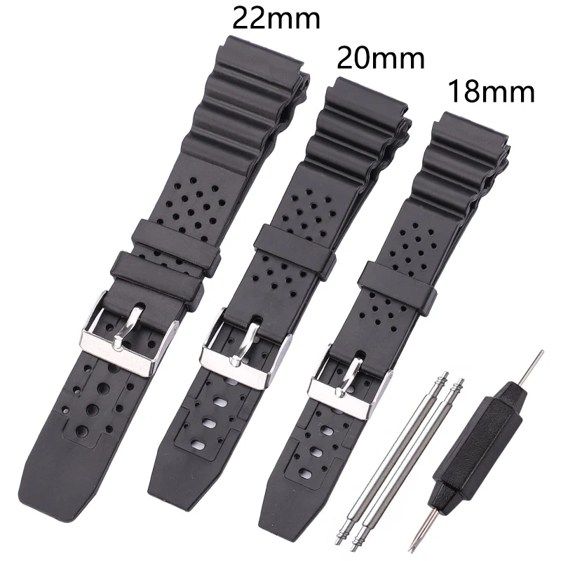 18mm 20mm 22mm Watchbands Silicone Rubber Watch Band Replace Electronic Wrist  Sports Straps