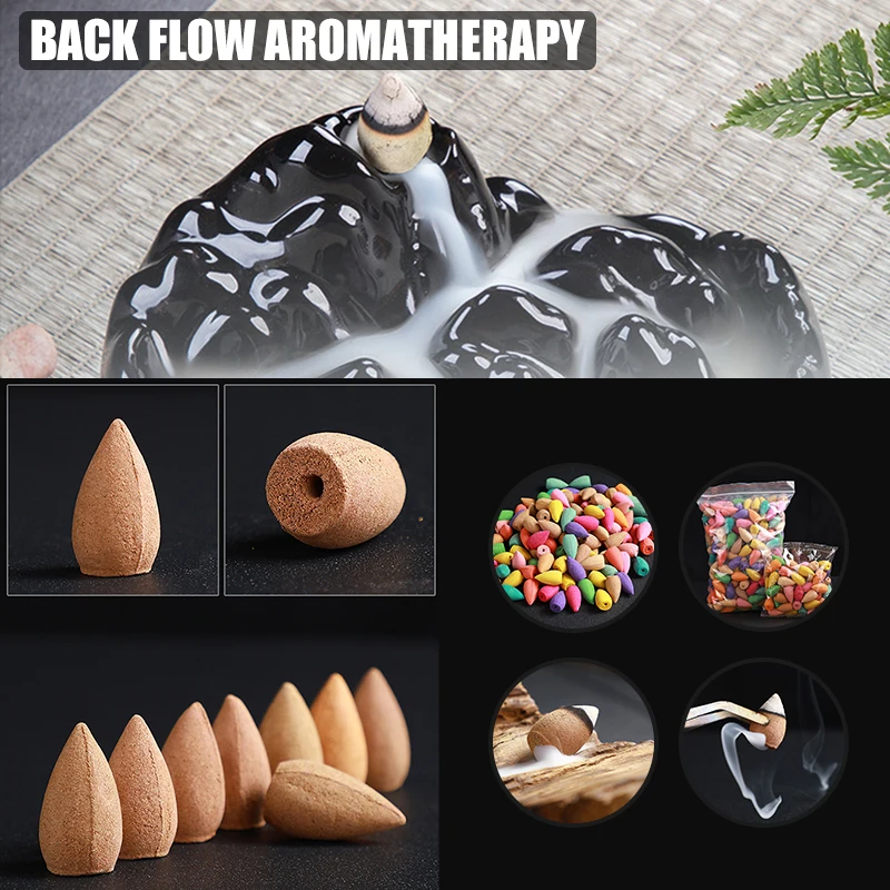 New Hot Backflow Incense Cones Pack of 30/60/100/300/600 Mixed Flavor Natural Incense Floral Lavender Sandalwood Aloes and more