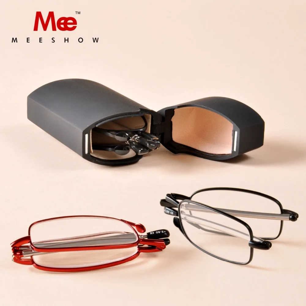 Meeshow Mini Portable Reader with Case Women Men Reading Glasses Power +1.0 to +3.5 High quality Reading Glasses R1002