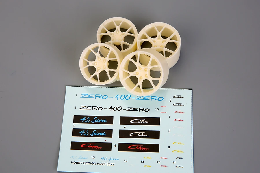 Hobby Design HD03-0522 1/24 Bugtti Chiron Wheels For Zero-400-Zero (Decal+Resin Wheels) Model Car Modifications Hand Made Model