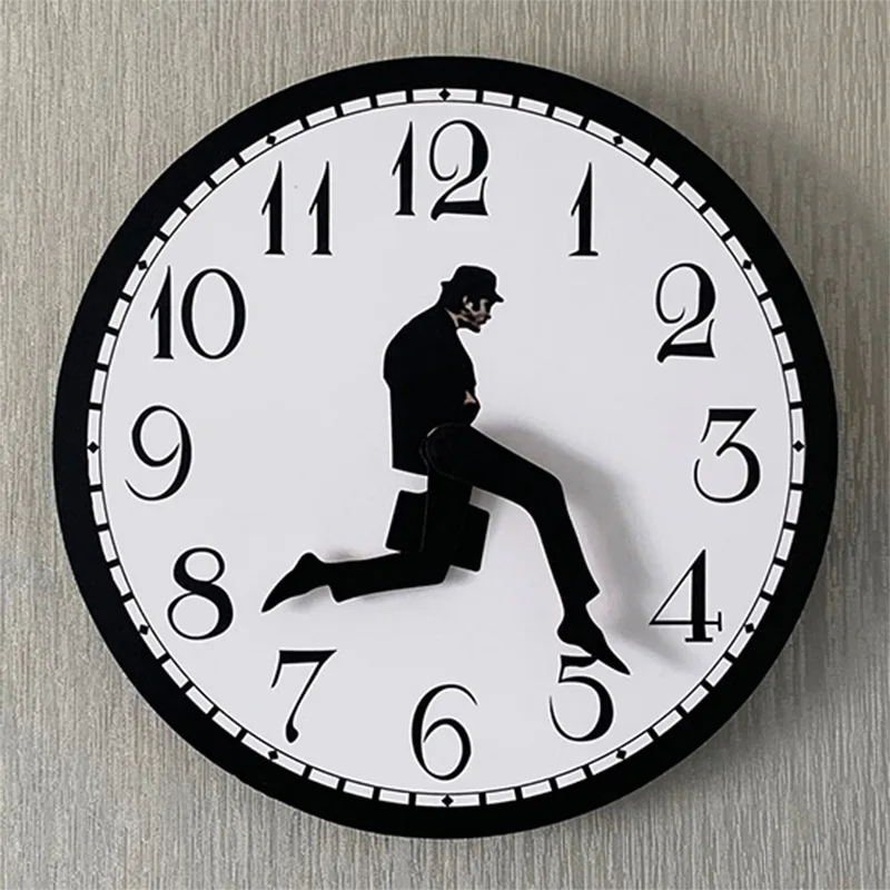 Wall Clock Businessman Briefcase Walking Clock Silent Wooden Wall Clock Fashion Home Office Cafe Decoration Art Large Wall Watch