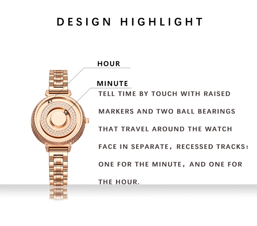 EUTOUR Diamond Magnetic Ball Women Ladies Watches Luxury Fashion Rose Gold Watch for Woman Casual Waterproof Quartz Watch 2021