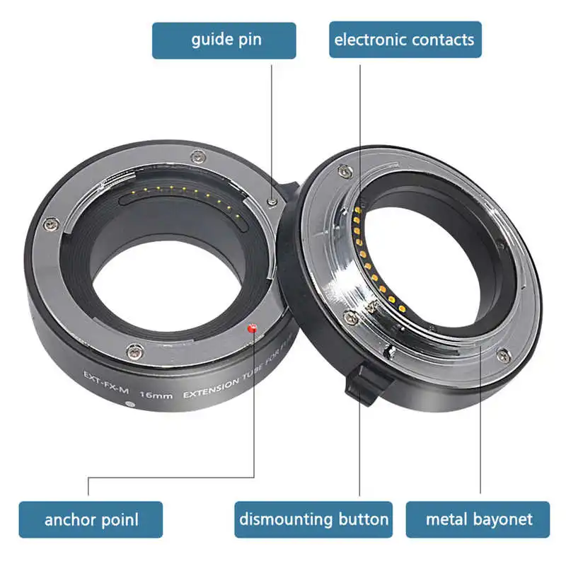 MCEX-11 MCEX-16 X Mount Auto Focus Macro Extension Tube Set Adapter Ring for Fuji Fujifilm XT30 XT3 XT4 XE4 XPRO3 XT20 X-E4