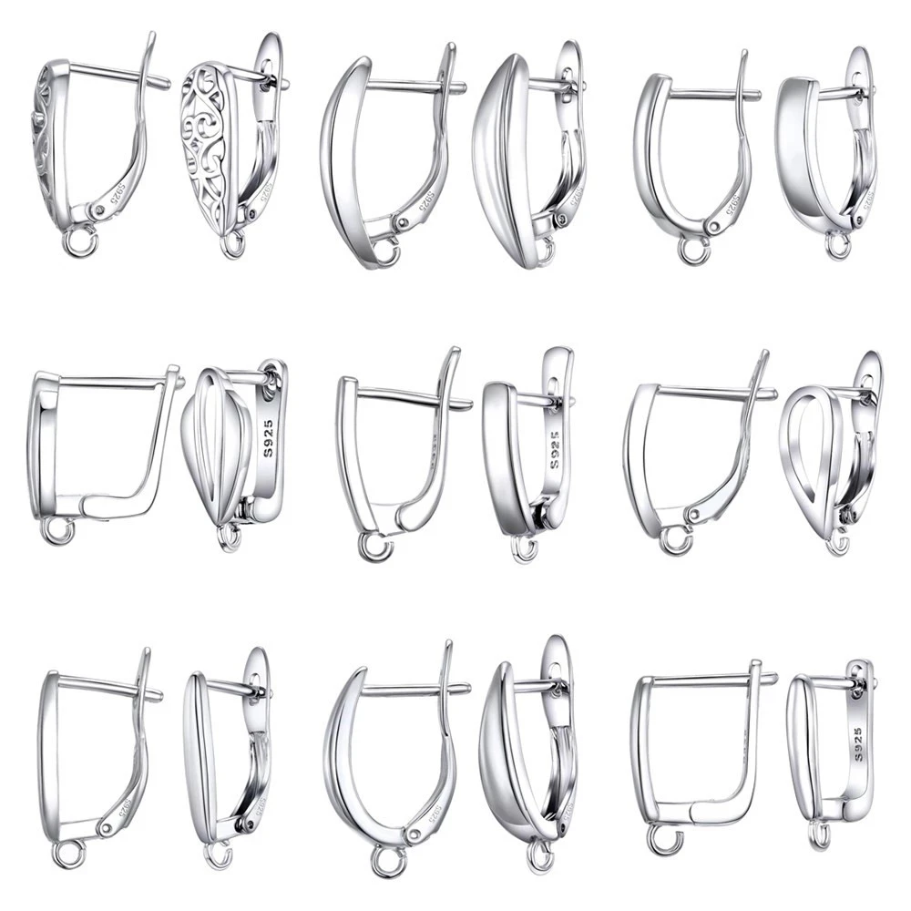 

Hot Hollow Design 925 Sterling Silver Ear Hooks Clasps Jewelry Findings Earrings For Women Geometric DIY Earwire Accessories