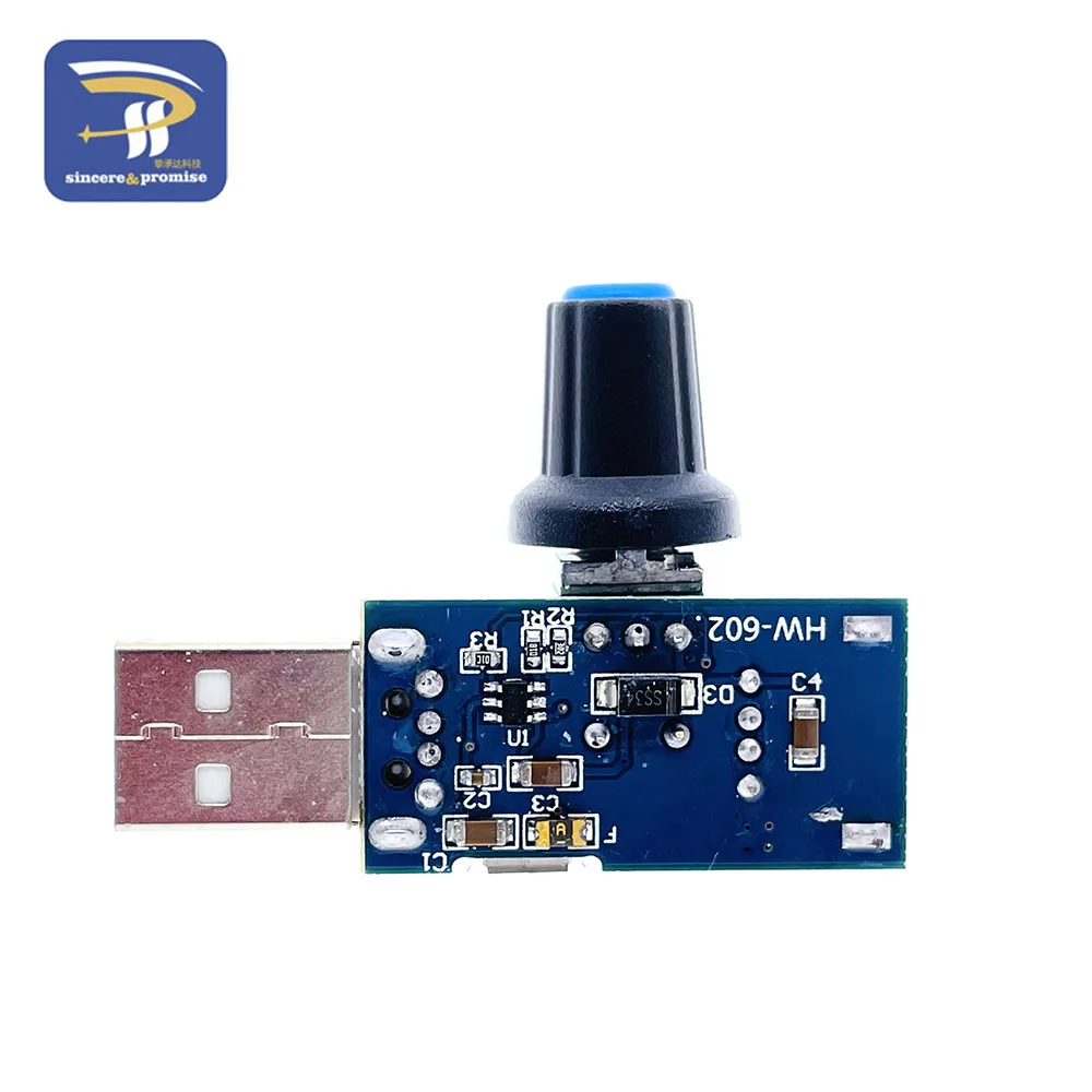 USB Fan Stepless Governor Wind Speed Controller Regulator Module 4-12V to 2.5-8V 5W With Switch USB Micro Adapter Potentiometer