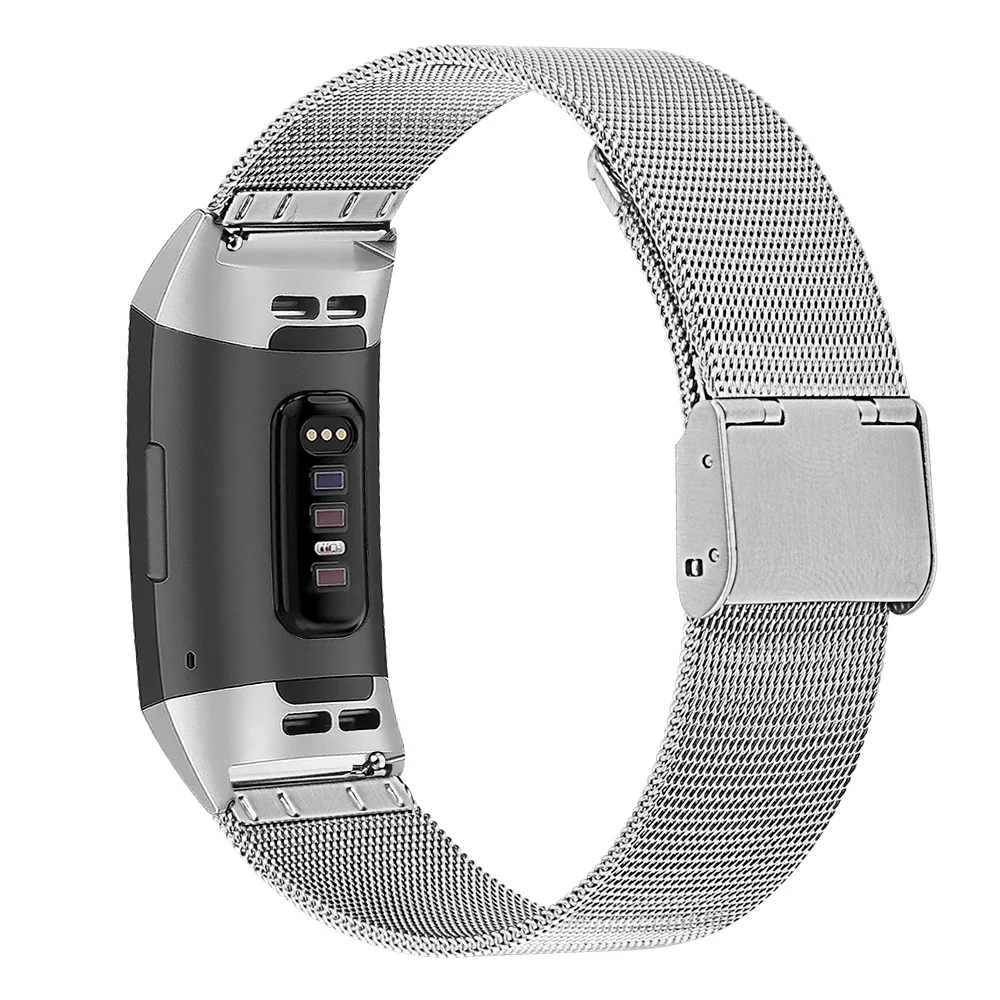 Essidi Lưới Đồng Hồ Ban Nhạc Dành Cho Vòng Đeo Sức Khỏe Fitbit Charge 3 4 5 3 4 SE Thép Không Gỉ Milanese Vòng Tay Dây Đeo Cổ Tay Correa fitbit Charge 2