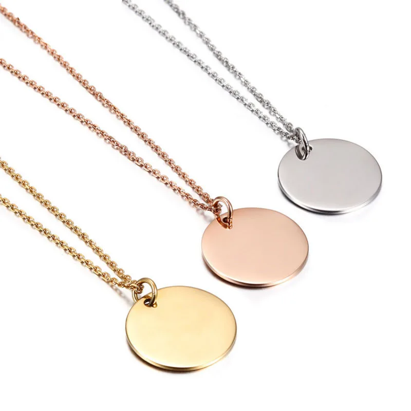 

2019 Stainless steel necklace for women elegant clavicle Sculpture wedding jewelry gift wholesale round circle pendant necklace