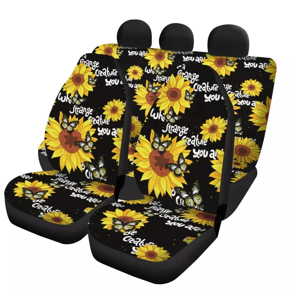 Sunflower Car Seat Covers Full Set Rear Seat Cover Car Front Seat Cover Car Rear Seat Pet Cover Car Seat Protector For Most SUV