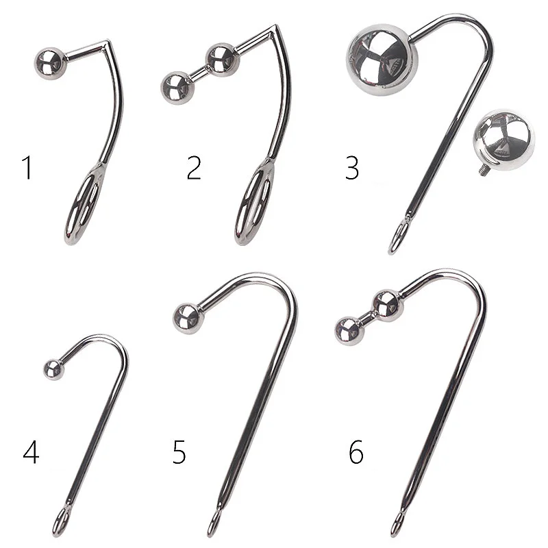 Samox Stainless Steel Anal Hook Prostate Massage Gay Butt Plug with Ball Metal Anal Plug Dilator Sex Toys for Men and Women