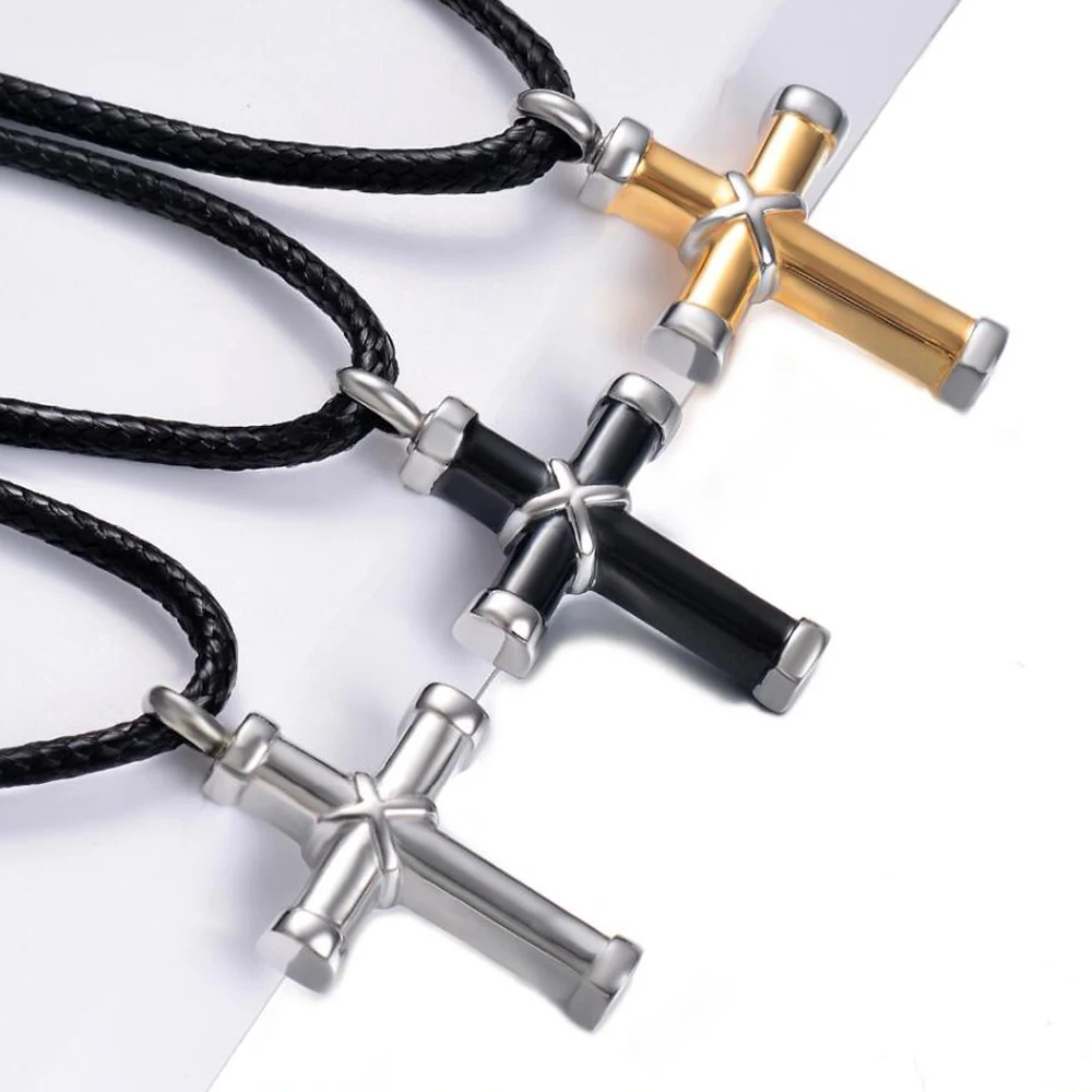 Religious Classic Cross Cremation Jewelry for Ashes Urn Necklace Pendant Stainless steel Memorial Keepsake